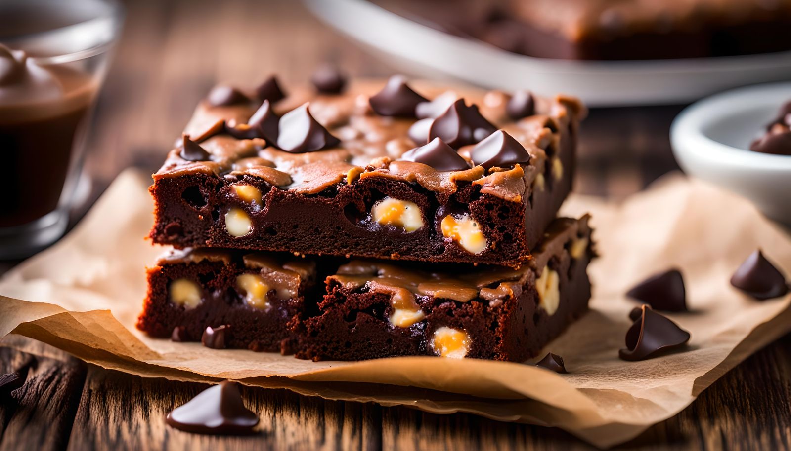 Delicious Chocolate Chip Brownies, Professional Food Photogr...
