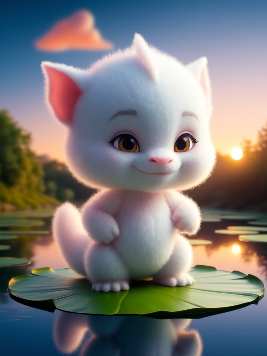 Adorable Cloud Dragon in Sunrise Serenity