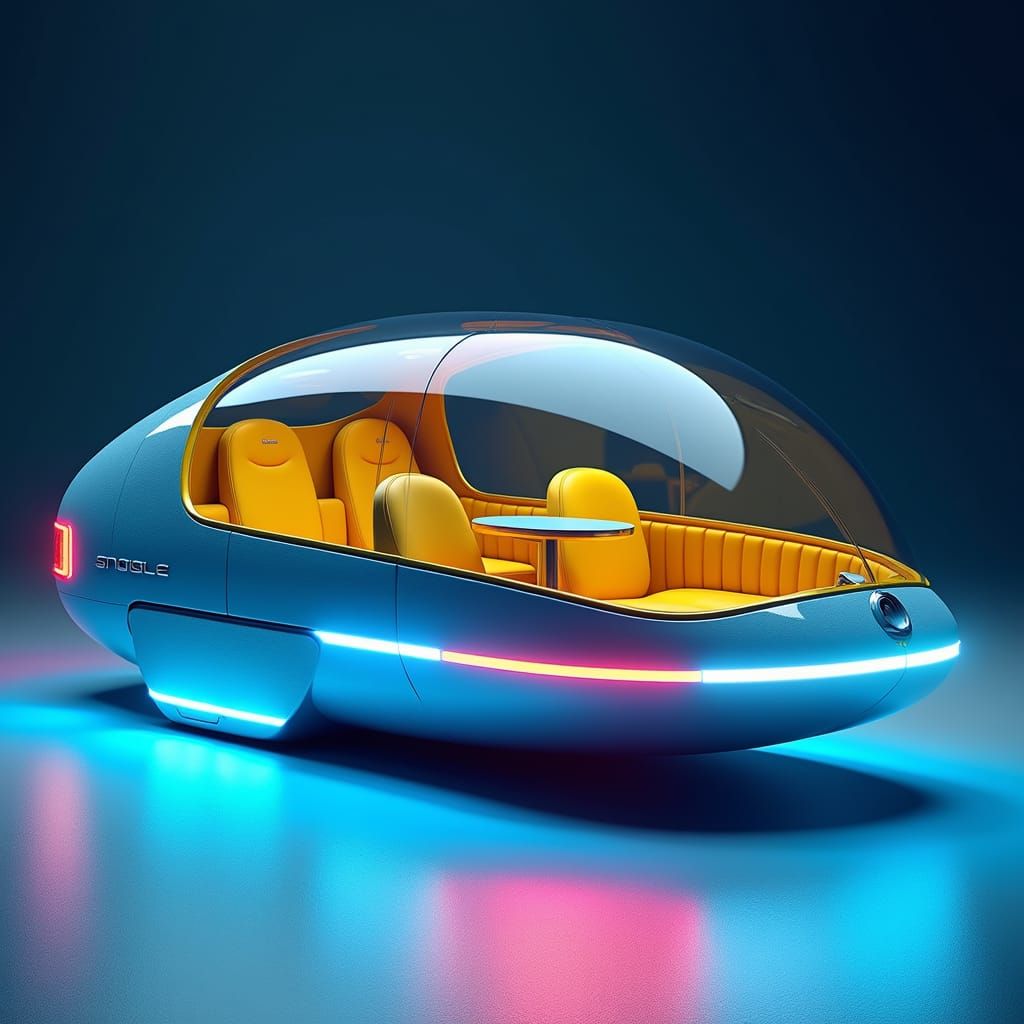 Futuristic Geodesic Vehicle with Neon Accents