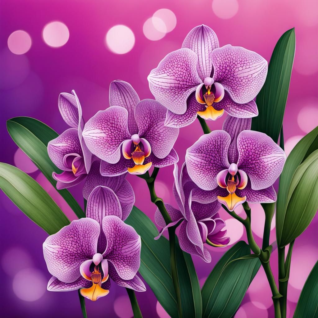 Vanda Sanderiana Orchid Ink Botanical Illustration