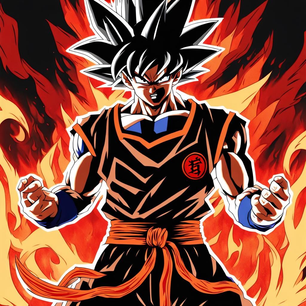 Angry Goku Saiyan Power-Up in Anime Style