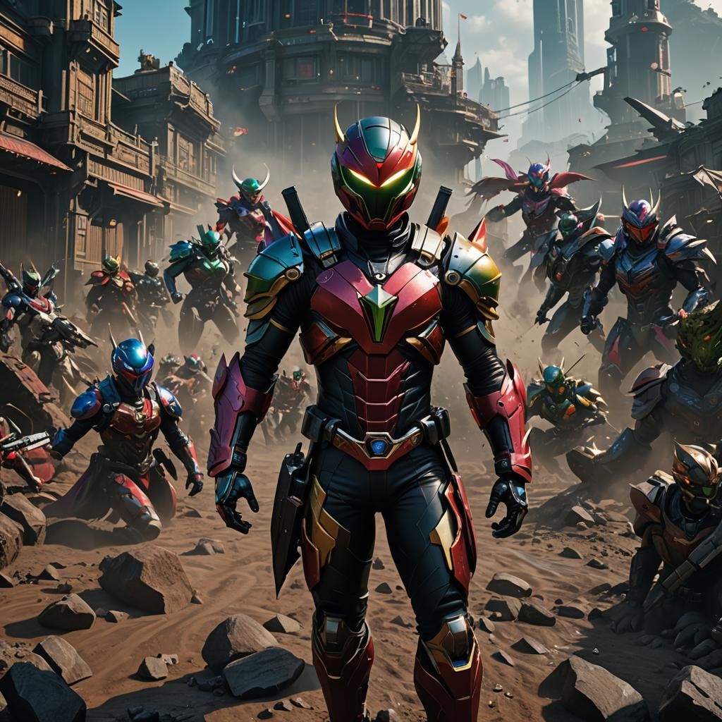 Kamen Rider: Detailed Matte Painting in Deep Color