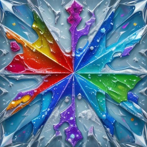 Abstract Cubism: Melting Ice and Bubbles in Liquid