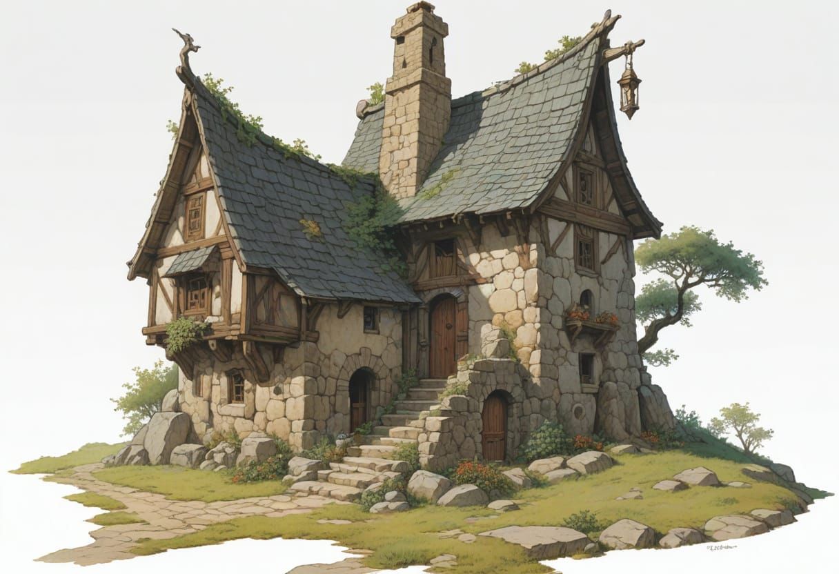 10th Century European Stone Dwelling in Fantasy Style