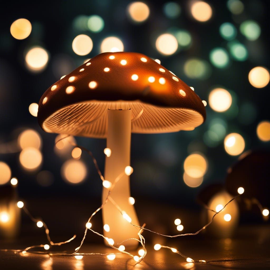 Enchanted Mushroom Grotto with Fairy Lights