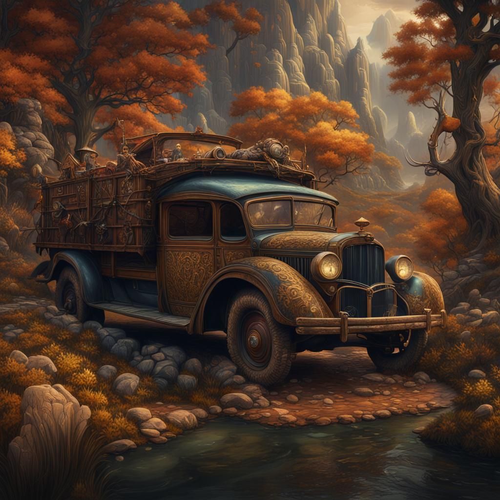 Detailed Matte Painting of Vintage Hunting Scene