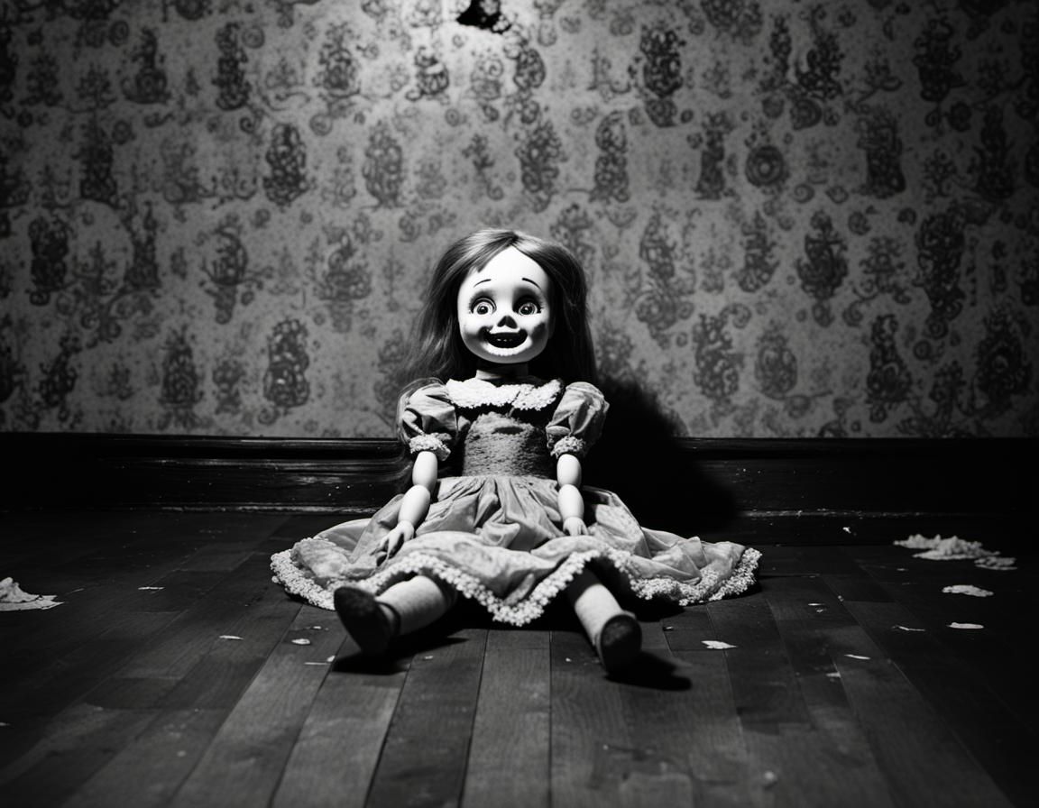 Creepy Broken Doll in Empty Room