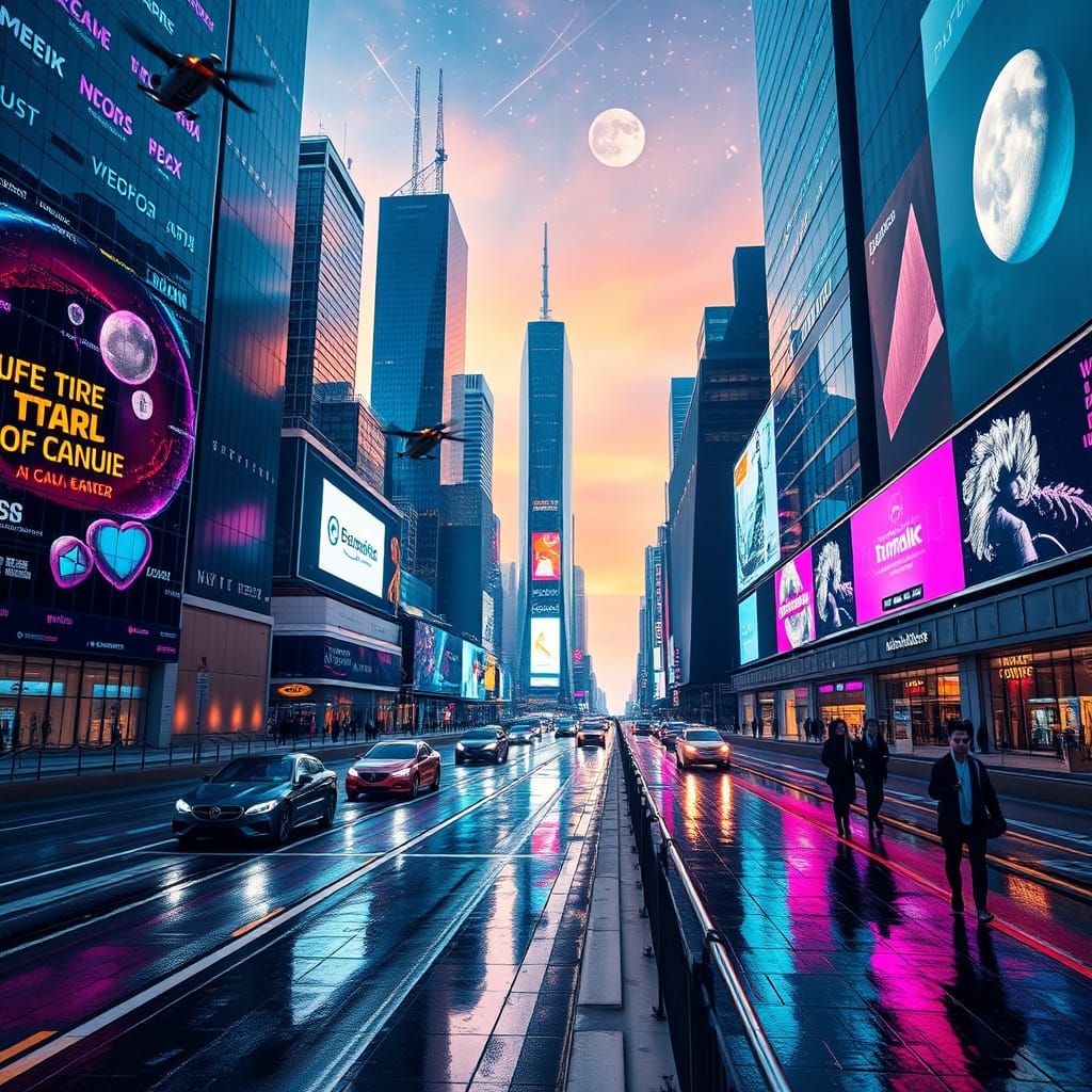 Futuristic New York City at Dusk