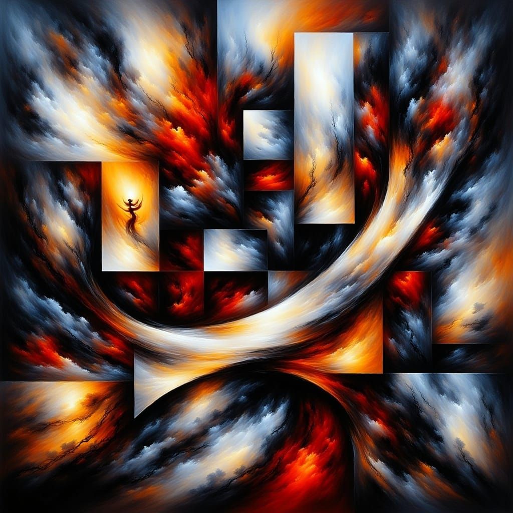 Vibrant Geometric Abstraction in Op Art Style