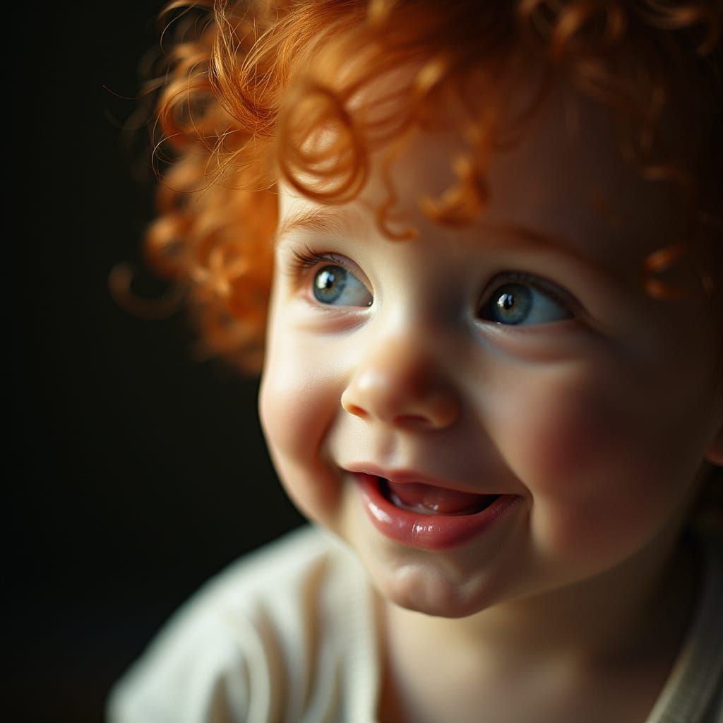 Baby with Bright Smile and Red Hair