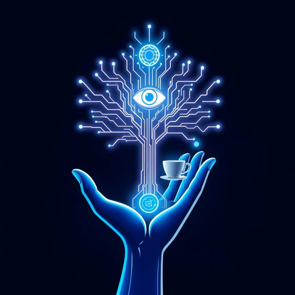 Sleek Hand Icon Holding Tech in Futuristic Style