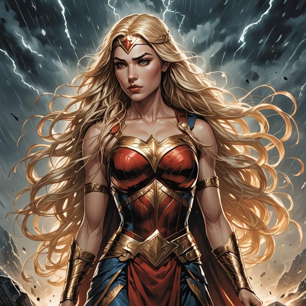 Princess of Themyscira: Storm Master in Comic Book Style