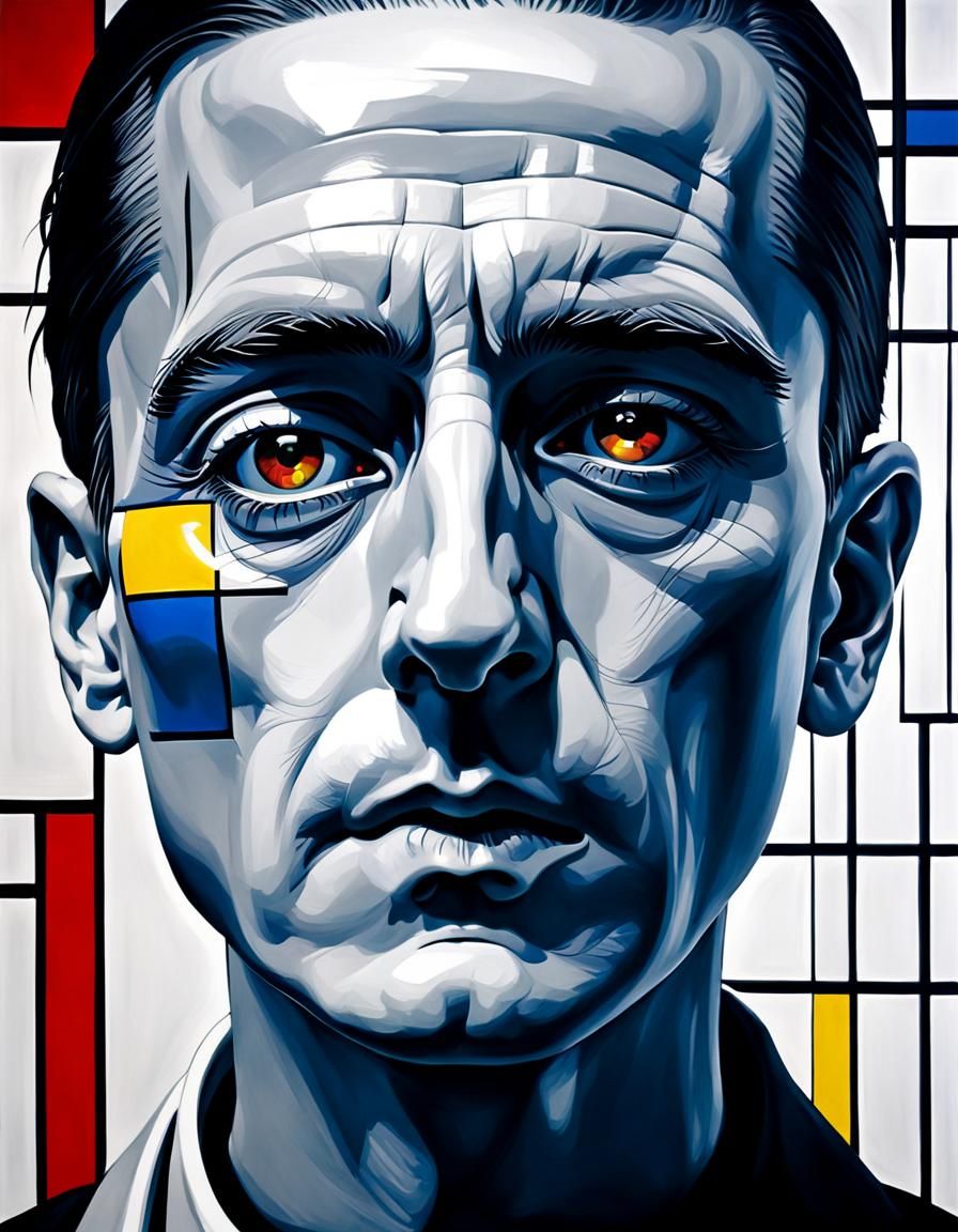 Melancholy Portrait in Street Art Style