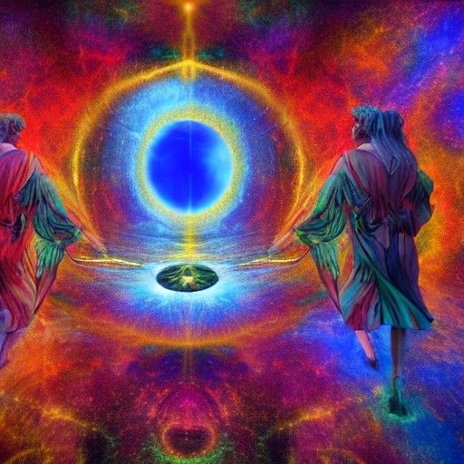 Heaven and Hell Doors: Cosmic Astral Illustration