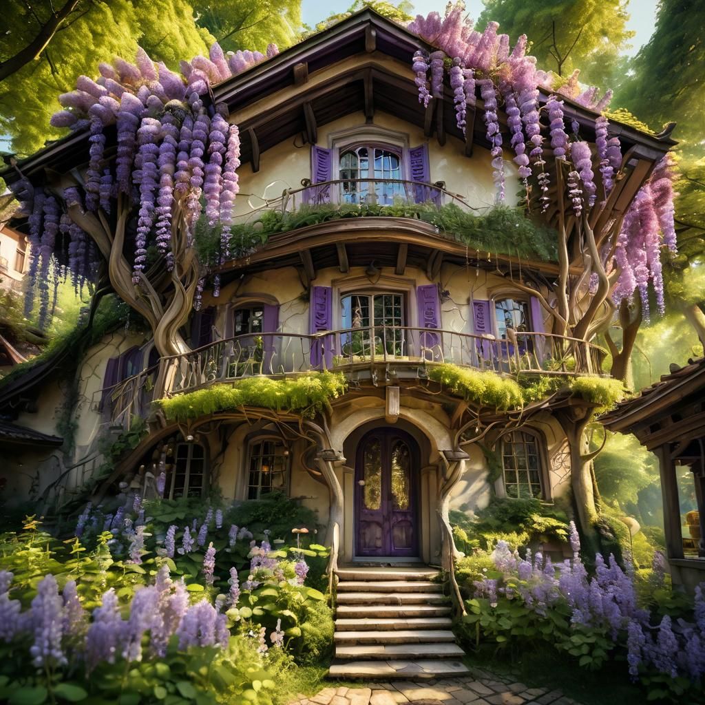 Whimsical Fantasy House in Summer Forest