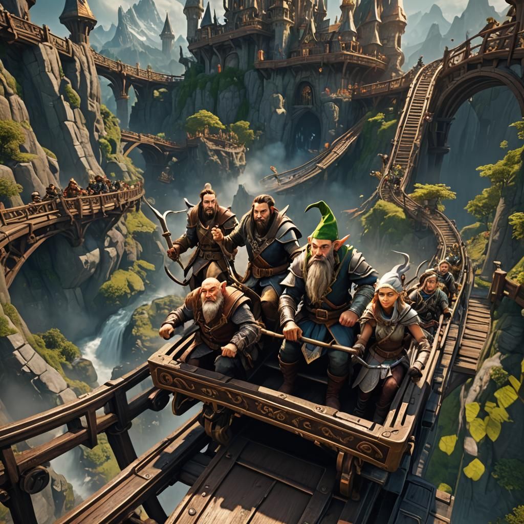Adventuring Party Rides a Rollercoaster: 3D Game Art