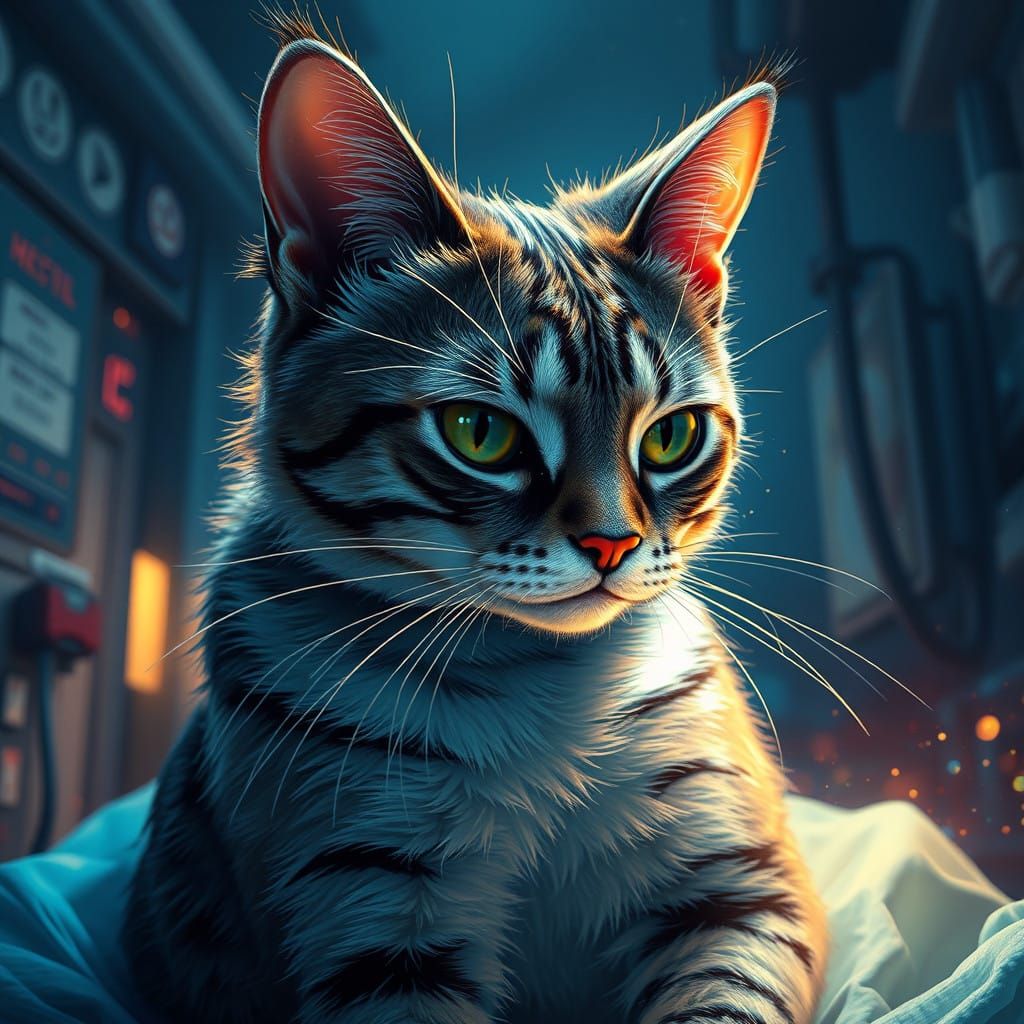 Futuristic Feline Sanctuary in Vibrant Hues