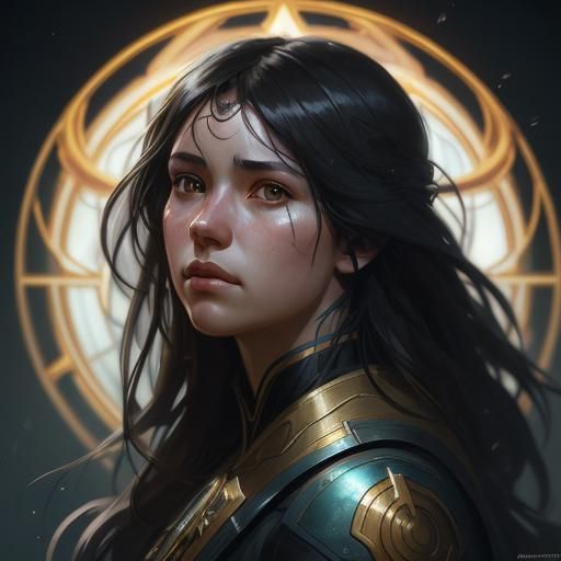 Detailed Portrait of Prayer in Art Nouveau Style