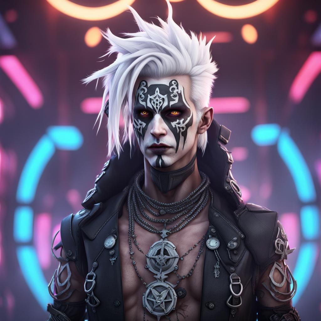 Cyber Goth Juggalo in Detailed Matte Painting Style