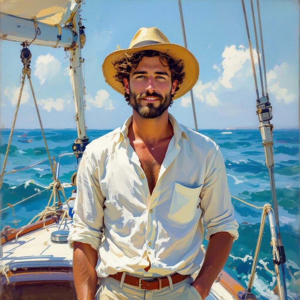 Impressionistic Friend Sailing on a Summer Day