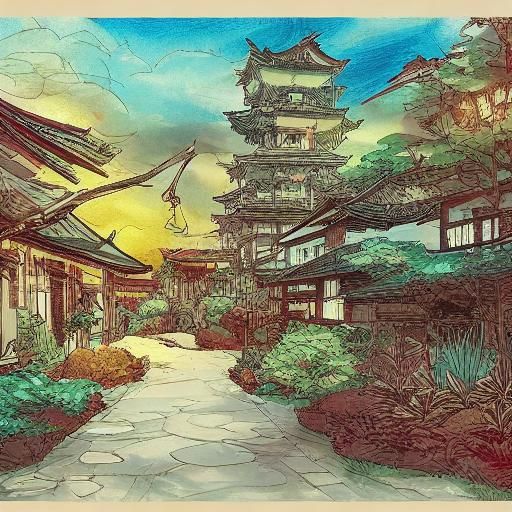 Girl Stepping Out of Painting in Manga Style