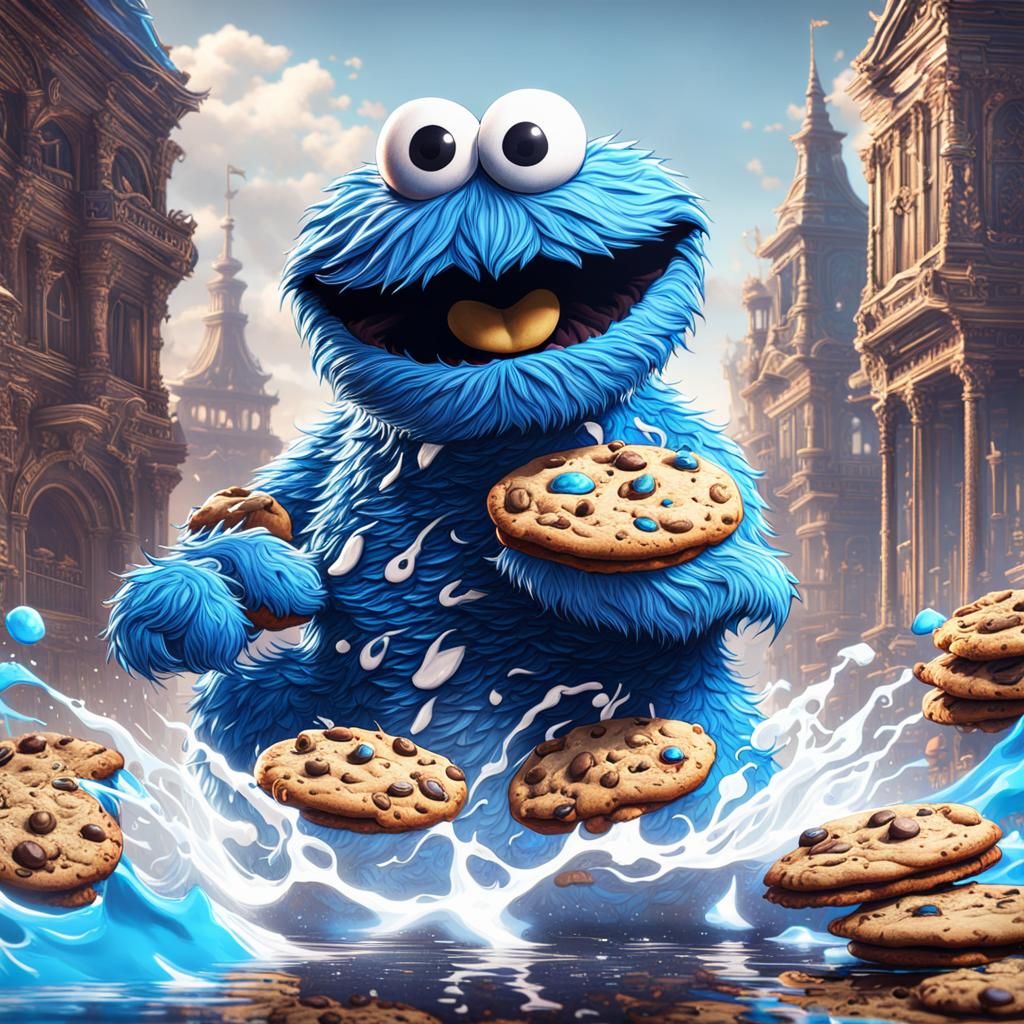 Detailed Matte Painting of Female Cookie Monster