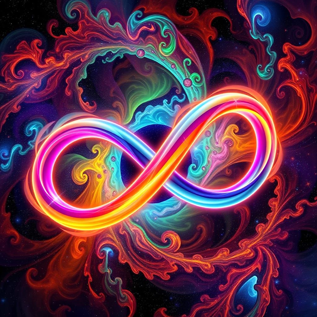 Cosmic Infinity Loop in Vibrant Fractal Patterns