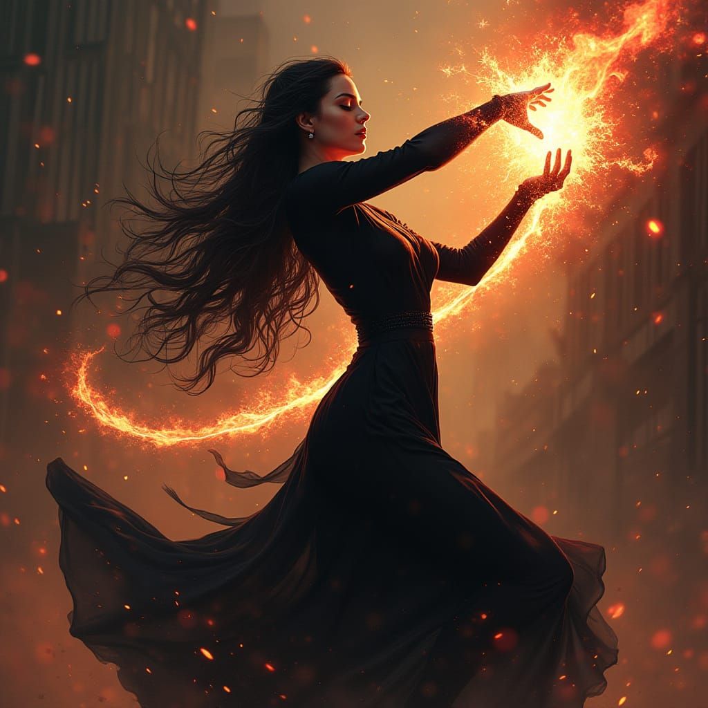 Anime Woman Unleashes Magic Attack in Haunting Style