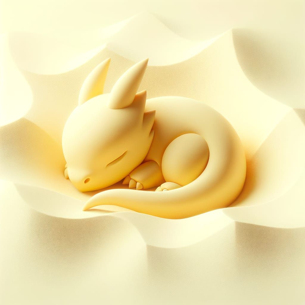 Minimalist Baby Dragon in Yellow Hues