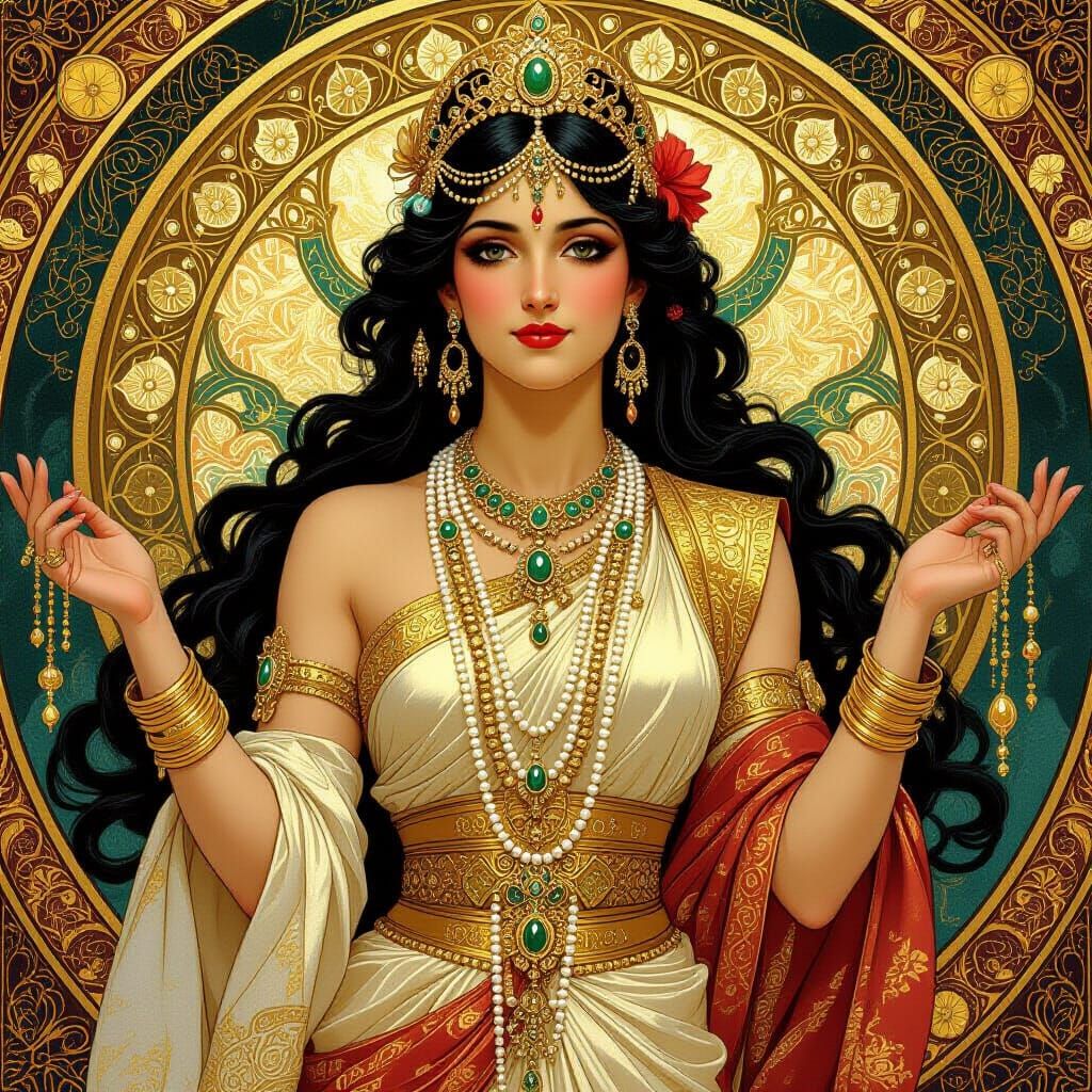 Goddess of Wealth Amidst Infinite Treasures