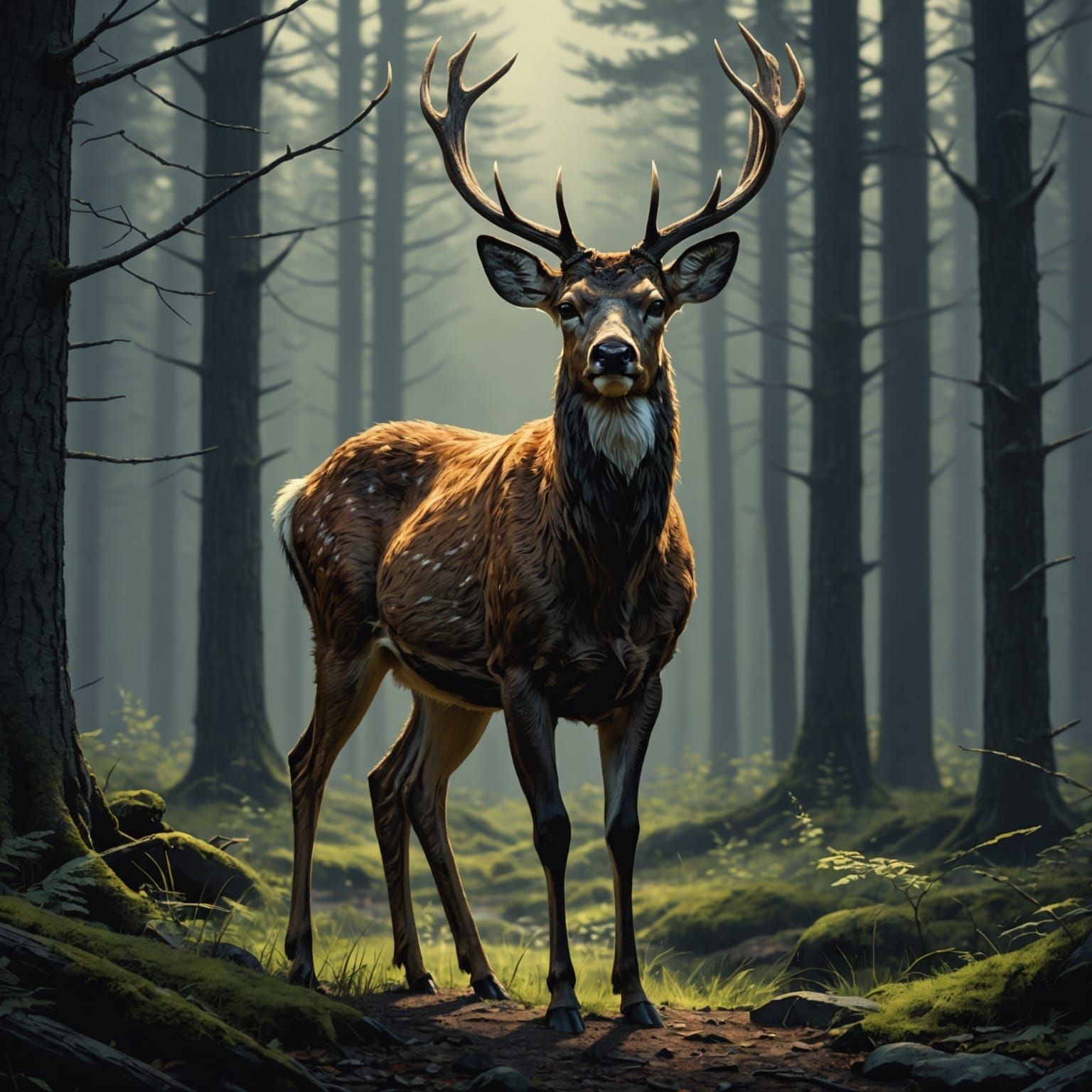 Sinister Deer Artwork Inspired by Greg Rutkowski