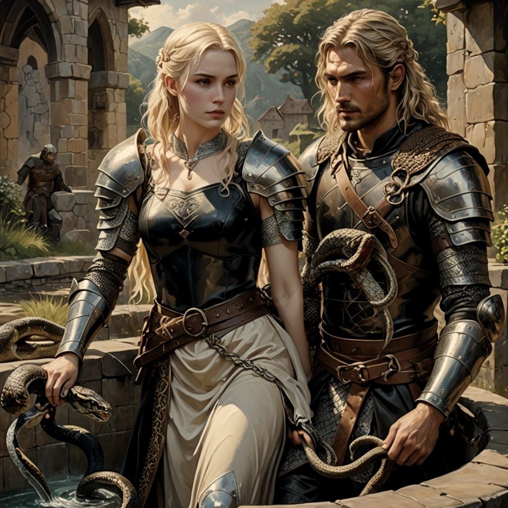 Medieval Warrior's Heartbreak: A Poignant Oil Painting