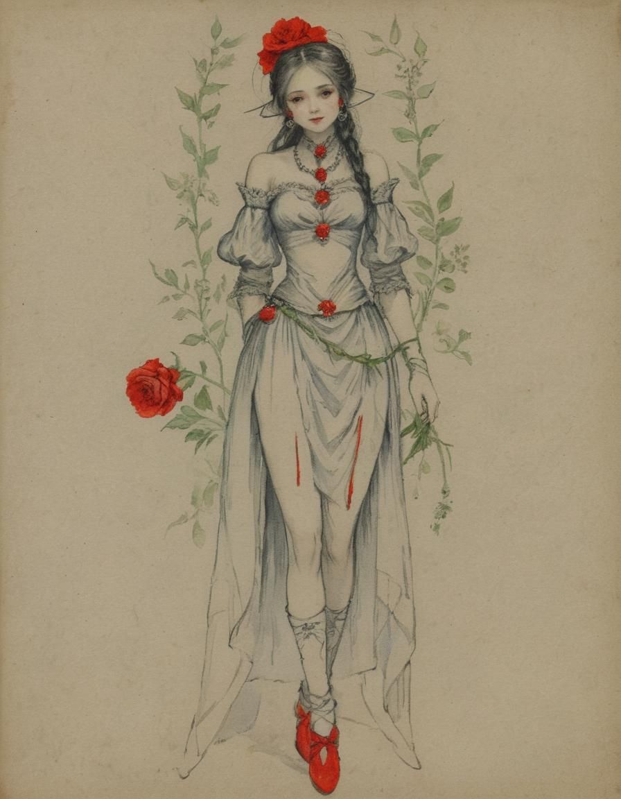 Mysterious Elf Maiden in Dark Red Hues