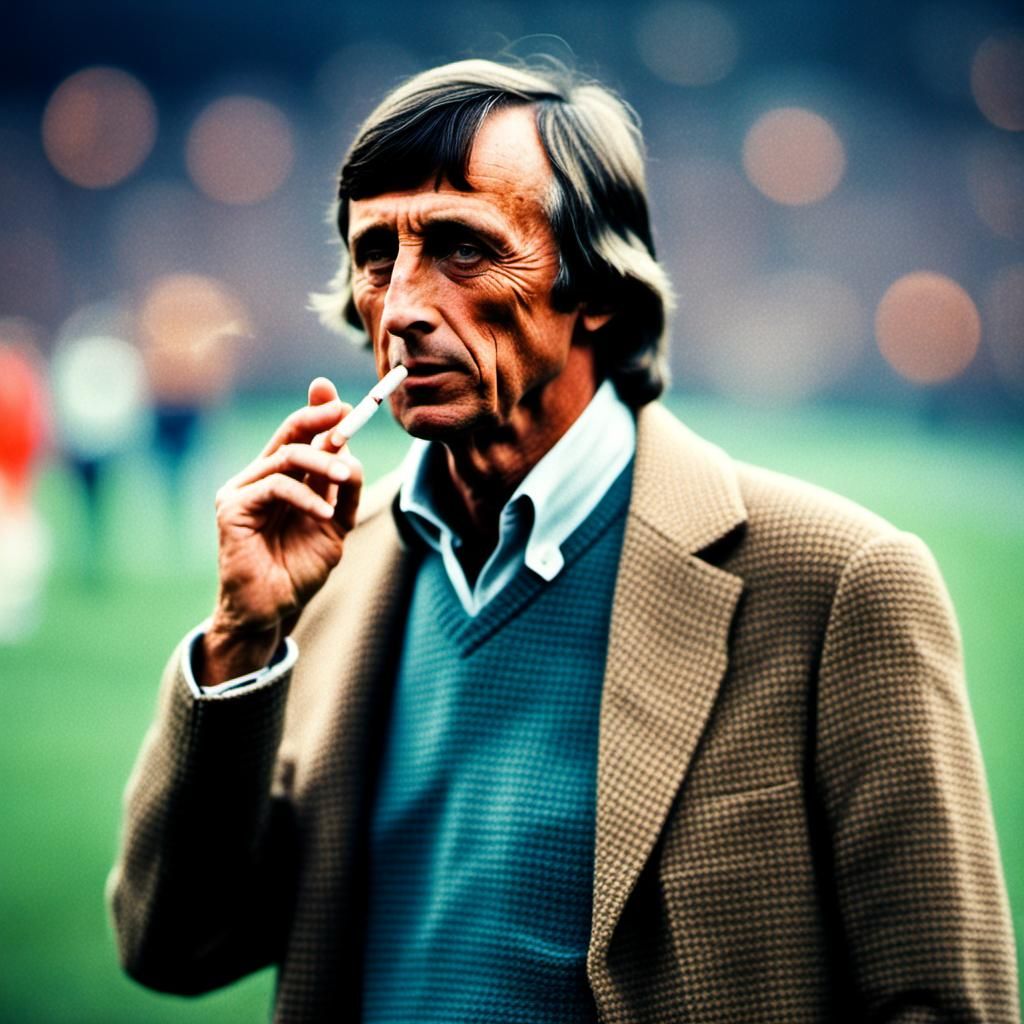 Johan Cruijff Smoking, 1974, Professional Photography