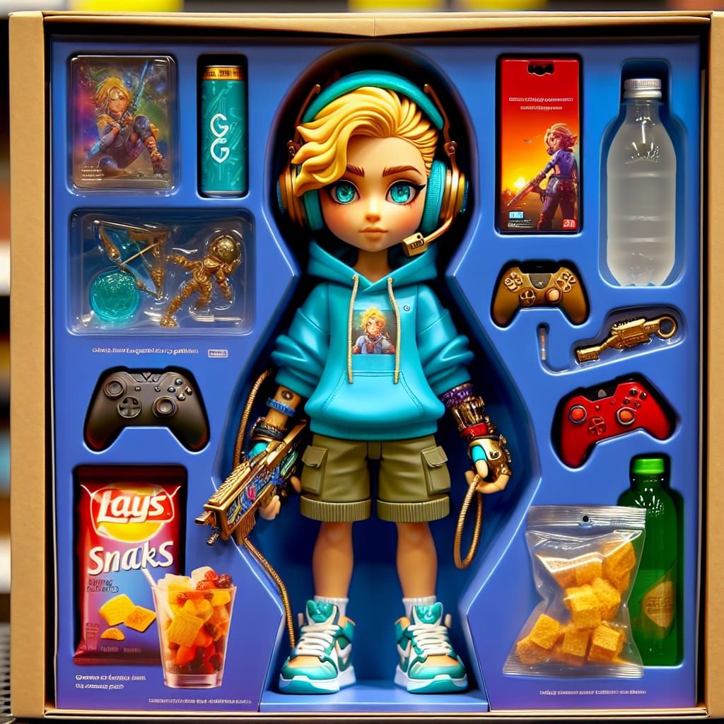 Cartoon Gamer Girl Figurine in Original Packaging