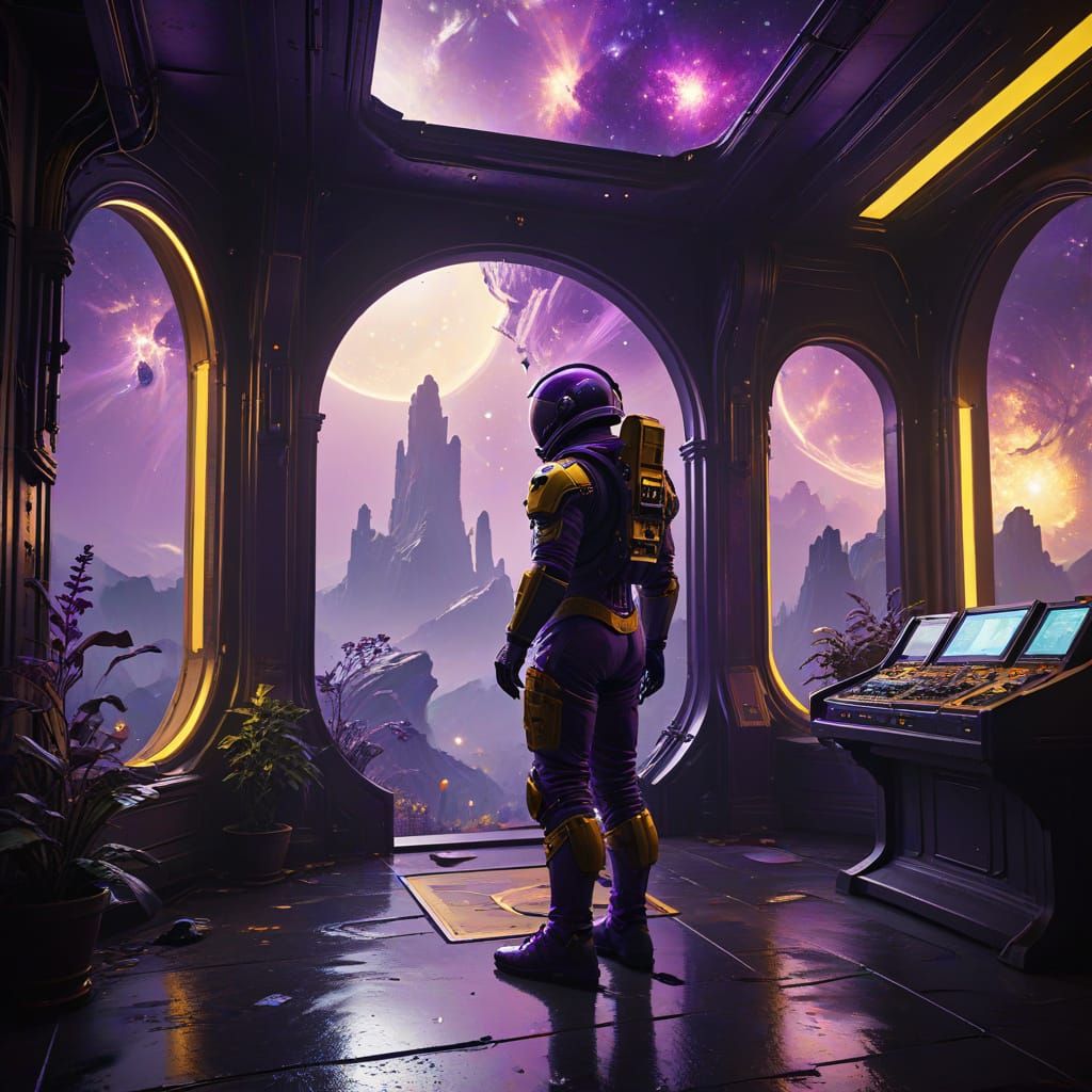 Astronaut Observes Nebula in Dark Fantasy Concept Art