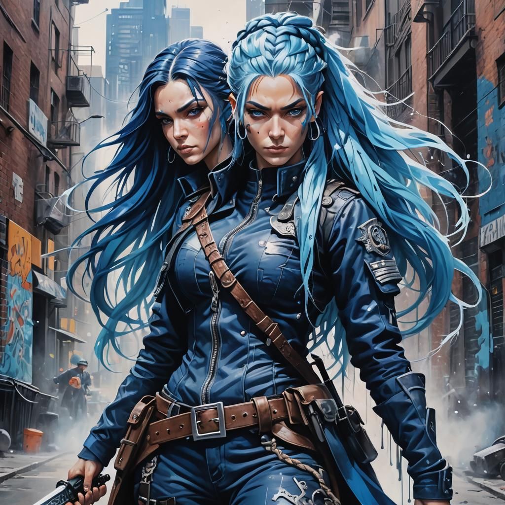 Air Genasi Graffiti Art Portrait in Comic Book Style