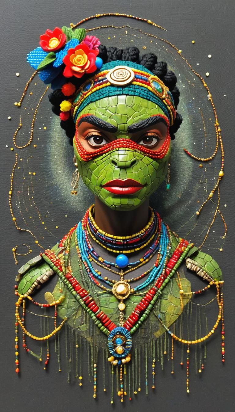 Cosmic Beadwork Ninja Turtle Inspired by Seurat