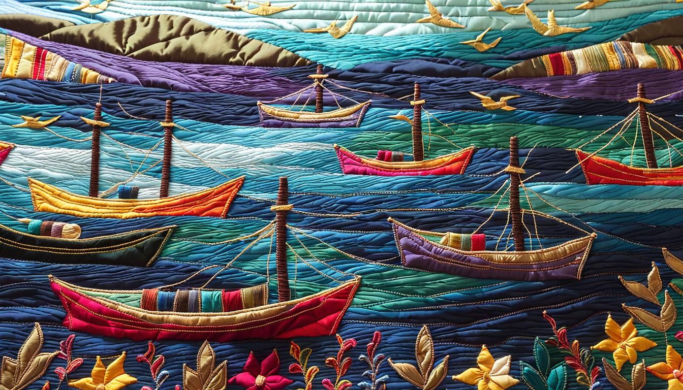Palestinian Harbor in Quilted Patchwork Style