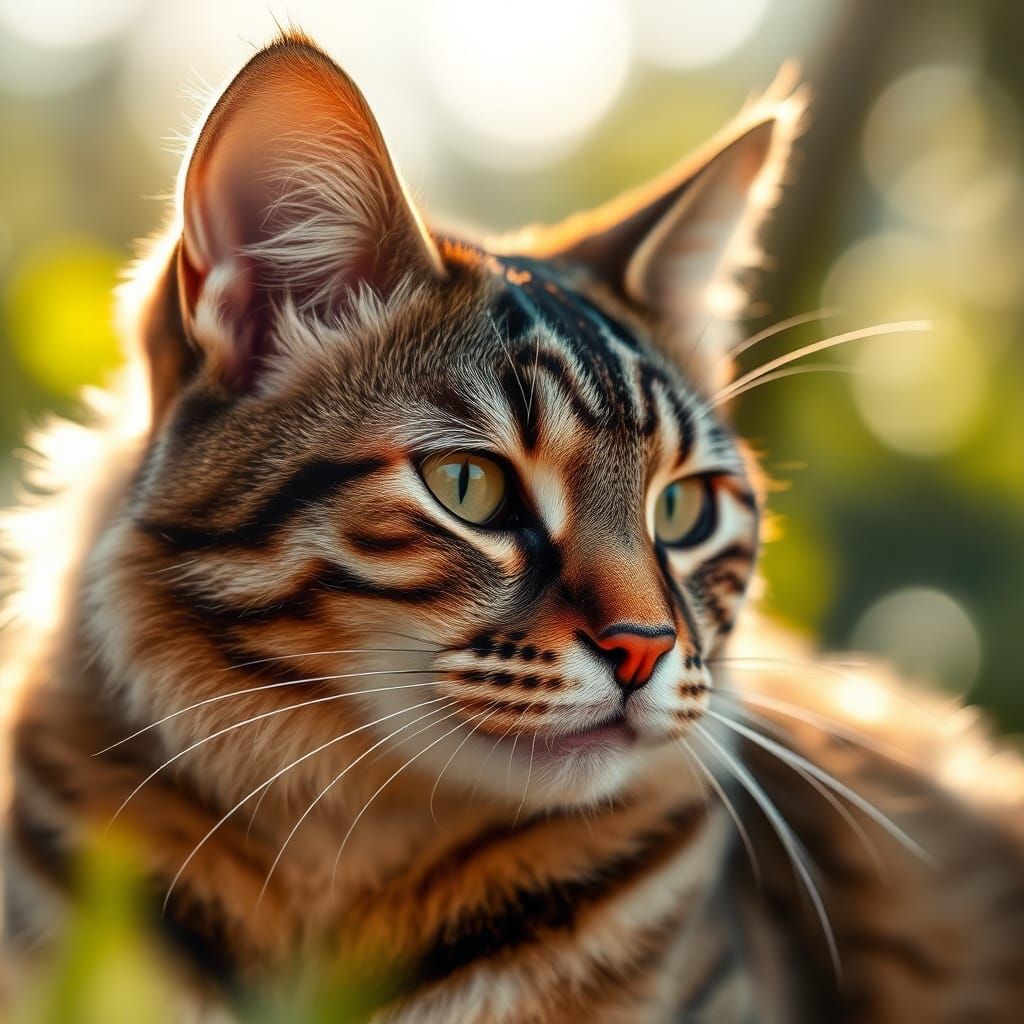 Iridescent Cat in Sun-Drenched Photo