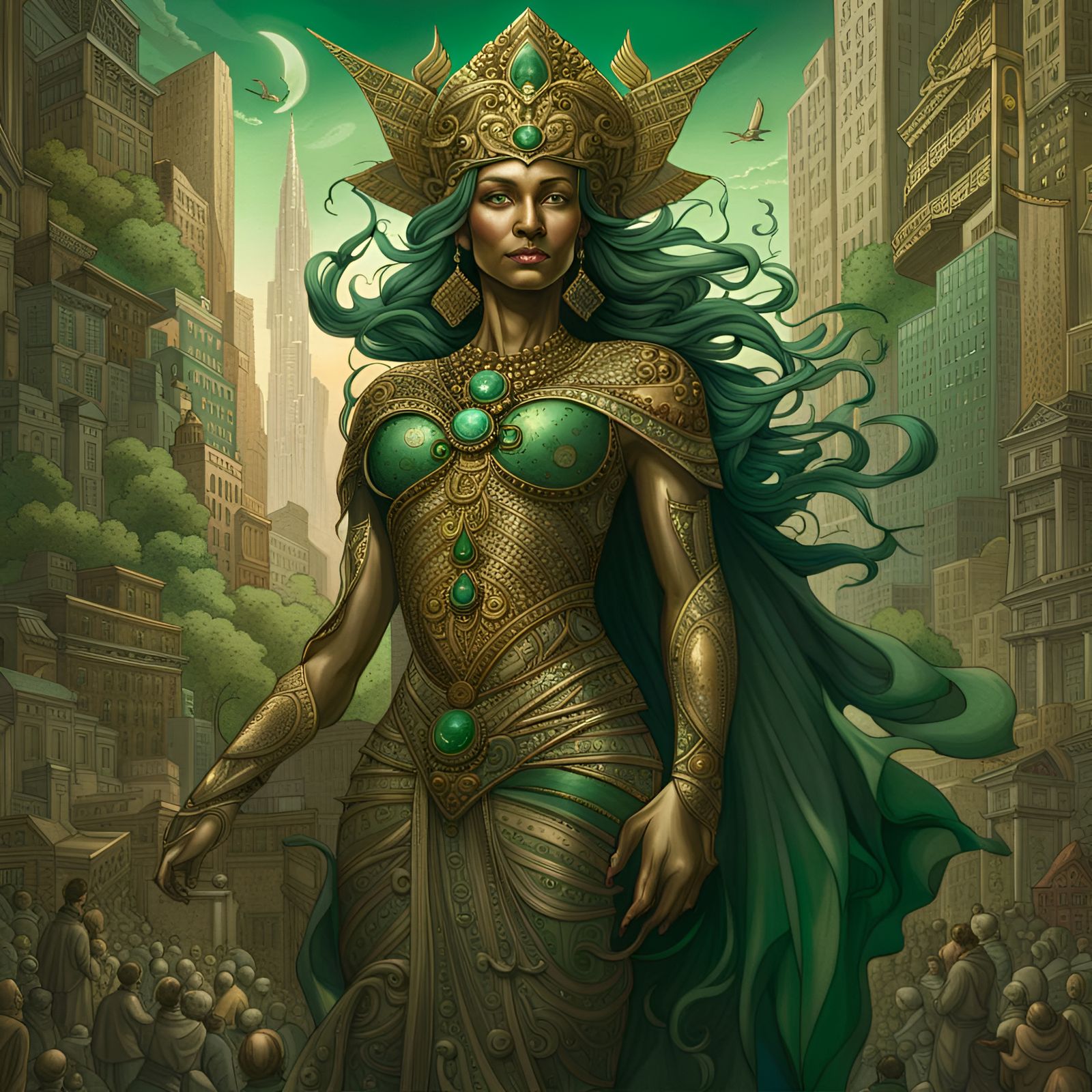 Goddess in Emerald City: Spatial Concept Art