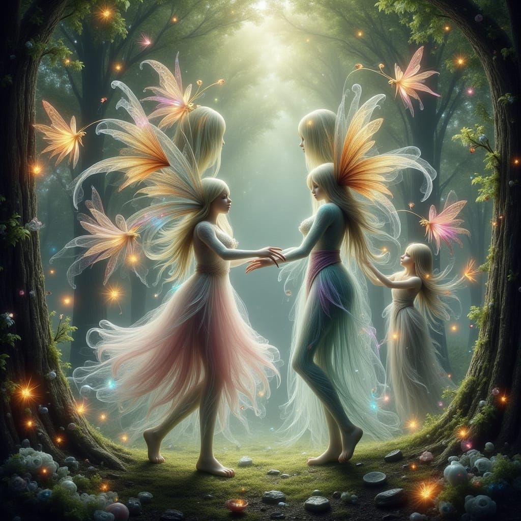 Enchanted Forest: Elves and Fairies in Flight