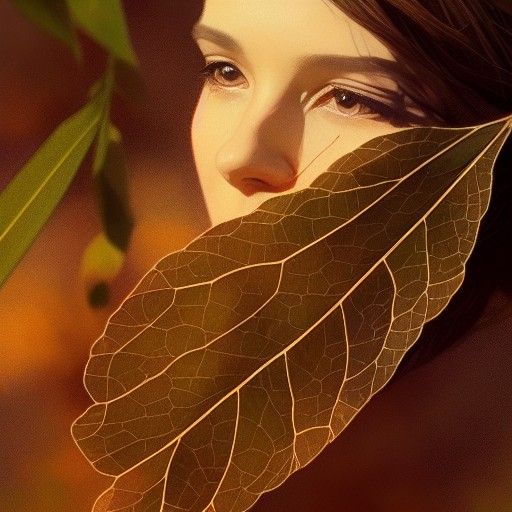 Falling Leaf: Detailed Digital Art Portrait