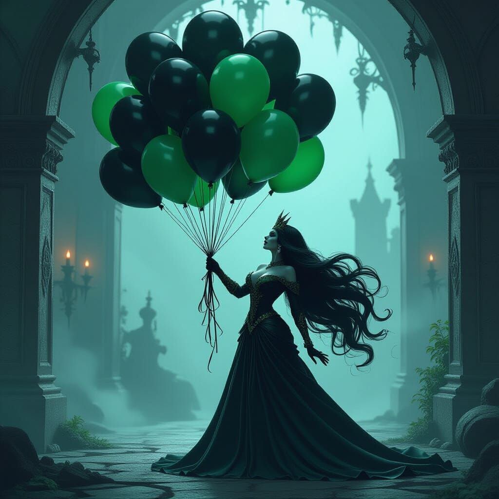 Hela Teases Black and Green Balloons in Dark Fantasy Underwo...