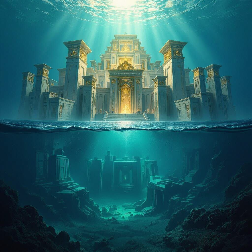 Atlantis Sinking Into the Ocean Depths