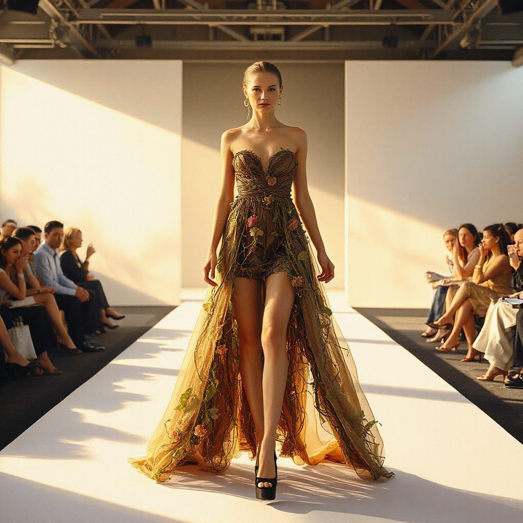 Runway Fashion Show as Alla Prima Oil Painting