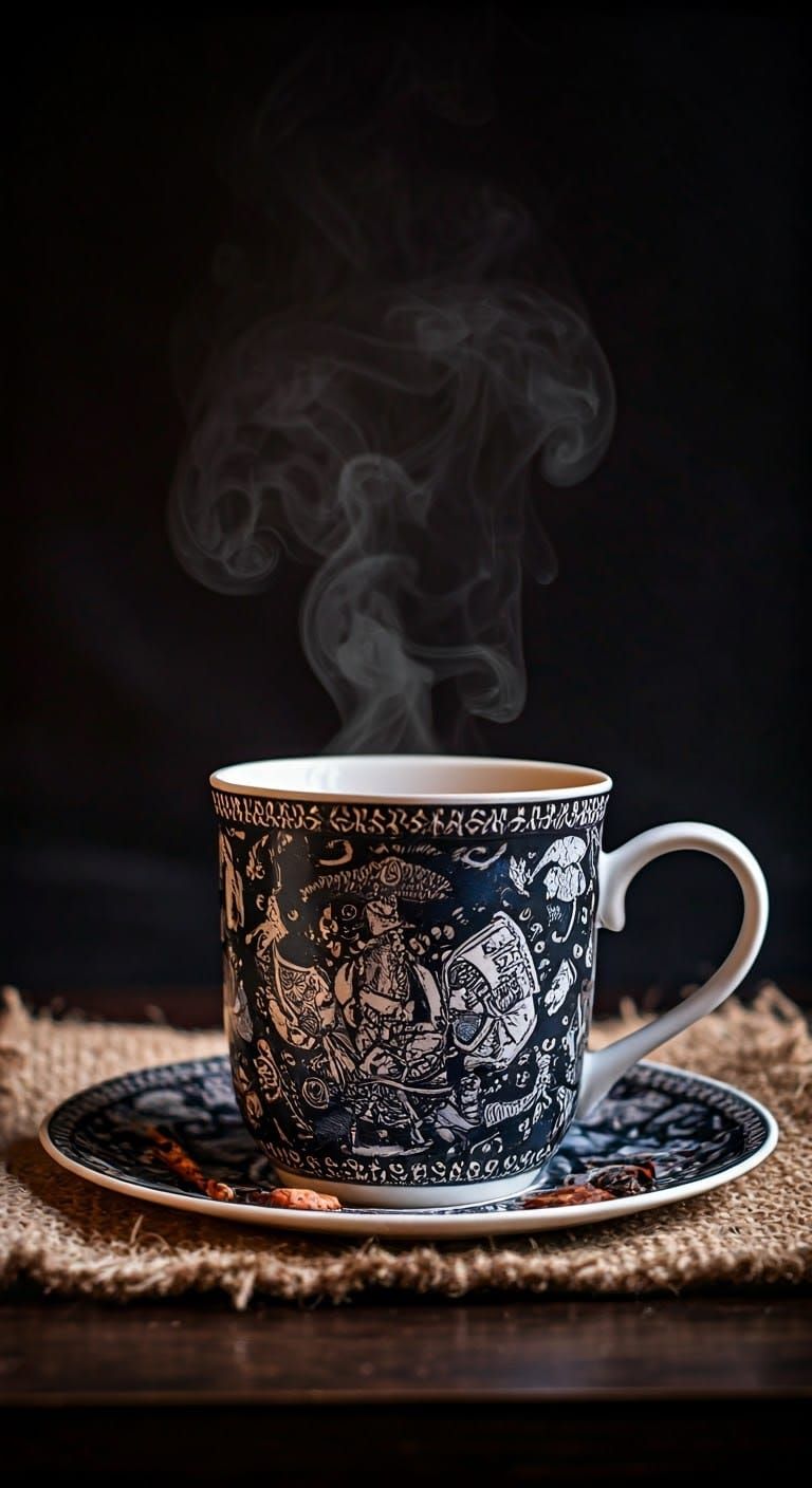 Witch's Tea Cup in Dark Surrealism Style