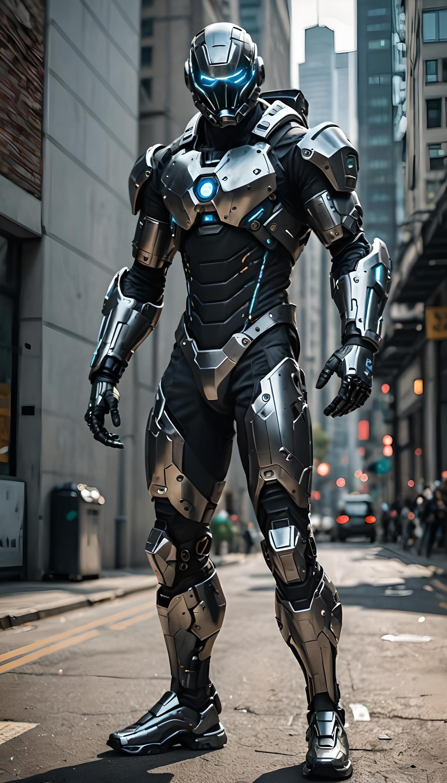 Nanopunk Fighter in Full Body Nanosuit