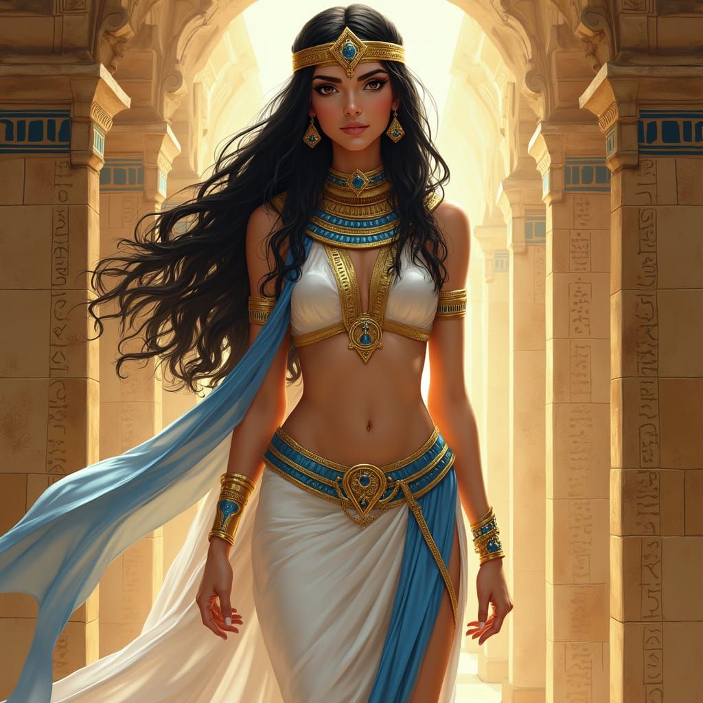 Ancient Egyptian Goddess in Digital Art Style