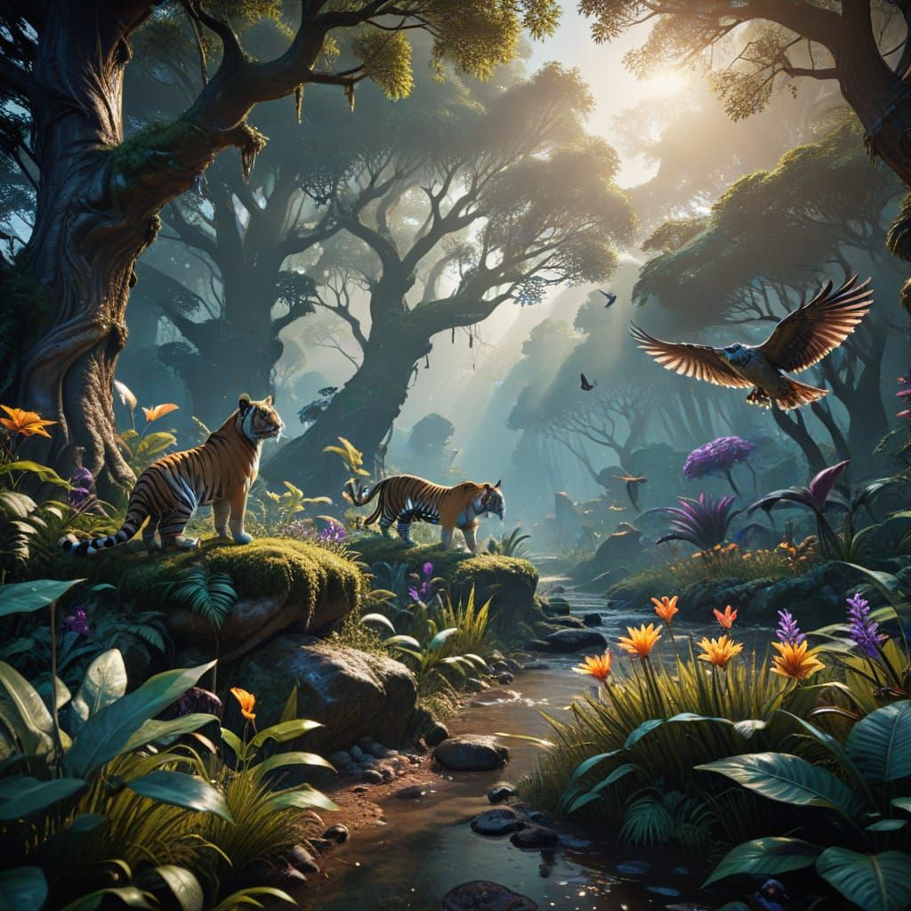 Exotic Jungle Realm in Vibrant HDR Colors